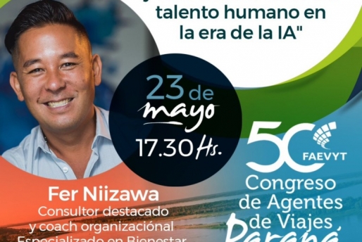 ​ @ferniizawa presentará una conferencia magistral imperdible en el 50° Congreso de Agentes de Viajes